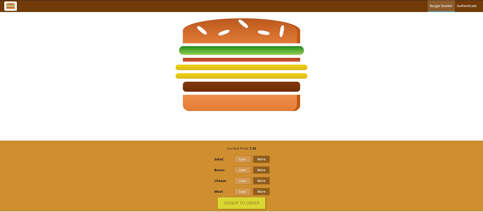 Application simulant la création et commande d'un burger avec un système d'autentification (React, firebase)